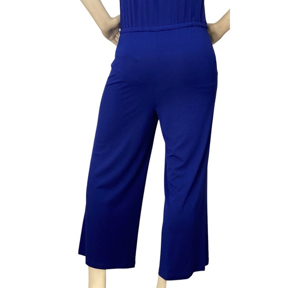 LAUREN RALPH LAUREN Royal Cobalt Blue Off Shoulder Flounce Soft Crop Jumpsuit,XS - Picture 10 of 13
